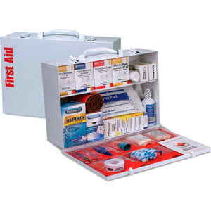 First Aid Only 90573 2 Shelf First Aid Kit w/Meds, ANSI Compliant, Class B+, Metal Cabinet