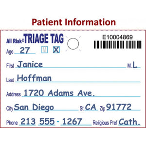 All Risk Triage Tags w/ Patient Wristband