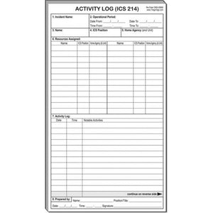 ICS 214 Activity Log Refill Pack of 10 Pads